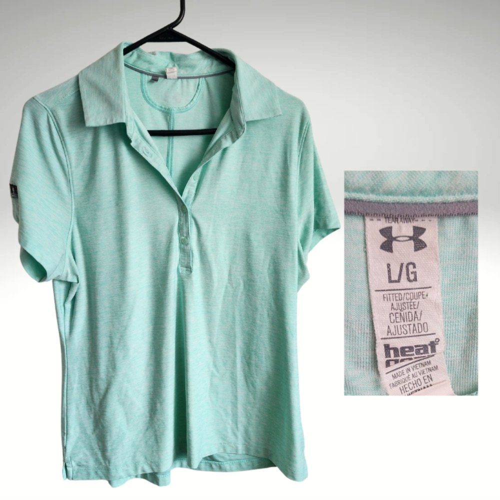 Under Armour mint green fitted polo 💚 sz Lg